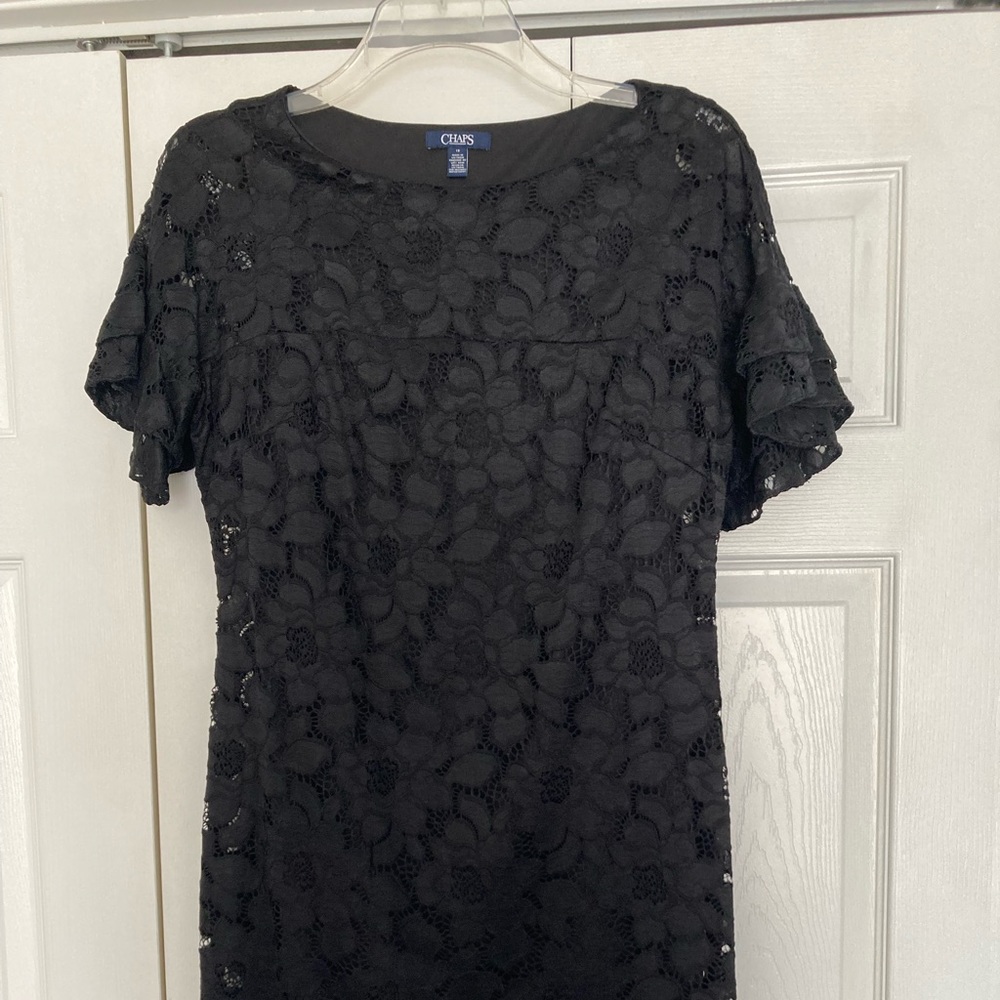 Chaps Black Lace Dress